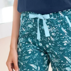 Pyjama<Blancheporte Pyjamabroek - groen met bloemenprint smaragd
