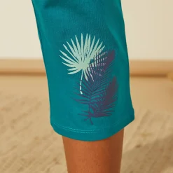 Pyjama<Blancheporte 7/8-pyjamabroek in katoen - effen tropical smaragd