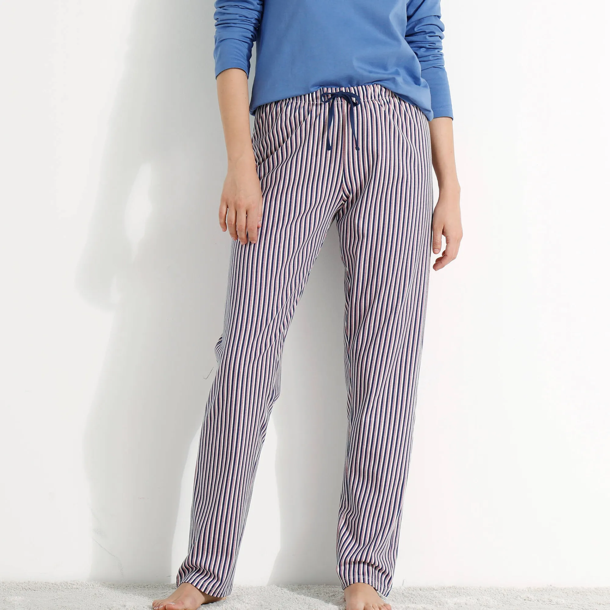 Pyjama<Blancheporte Pyjamabroek in katoen met strepenprint marine