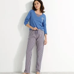 Pyjama<Blancheporte Pyjamabroek in katoen met strepenprint marine
