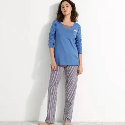 Pyjama<Blancheporte Pyjamabroek in katoen met strepenprint marine