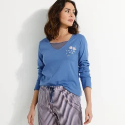 Pyjama<Blancheporte Pyjamabroek in katoen met strepenprint marine