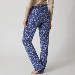 Pyjama<Blancheporte Pyjamabroek in katoen met bloemenprint marine / mauve