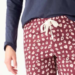 Pyjama<Blancheporte Pyjamabroek in katoen met print "Beautiful" bordeaux / ecru