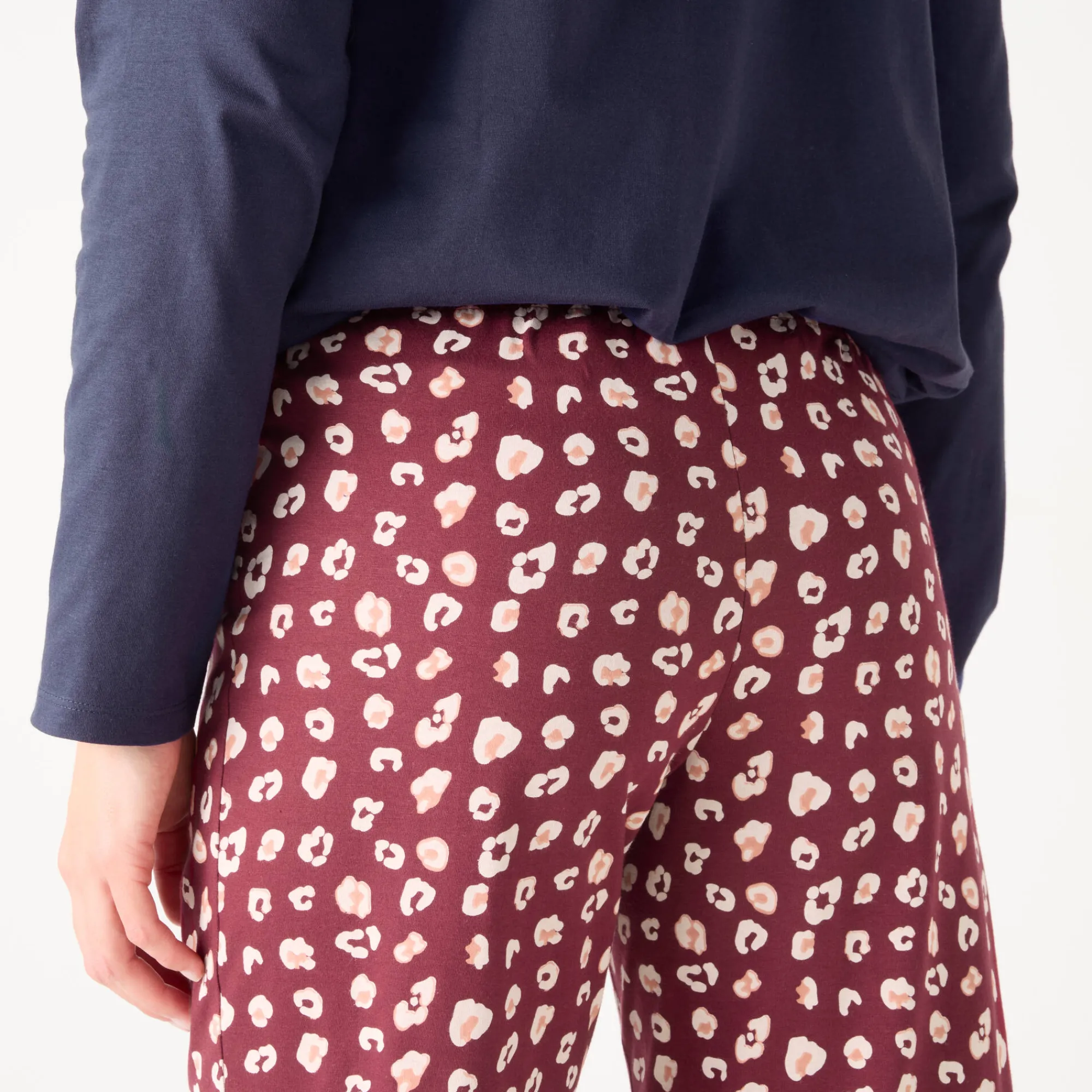 Pyjama<Blancheporte Pyjamabroek in katoen met print "Beautiful" bordeaux / ecru