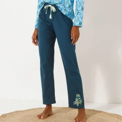 Pyjama<Blancheporte Pyjamabroek in katoen met geplaatste bloemblaadjesprint donkerblauw
