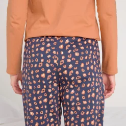 Pyjama<Blancheporte Pyjamabroek in katoen met print "Beautiful" marine / koper