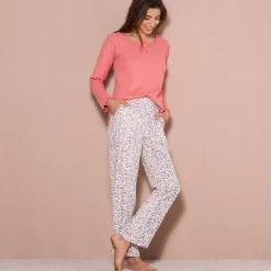 Pyjama<Blancheporte Pyjamabroek met bloemenprint ecru / grijs