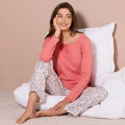 Pyjama<Blancheporte Pyjamabroek met bloemenprint ecru / grijs