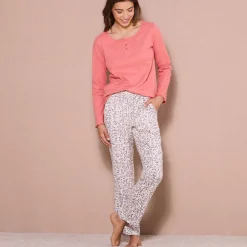 Pyjama<Blancheporte Pyjamabroek met bloemenprint ecru / grijs