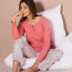 Pyjama<Blancheporte Pyjamabroek met bloemenprint ecru / grijs