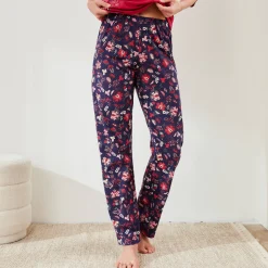 Pyjama<Blancheporte Pyjamabroek met bloemenprint marine / rood