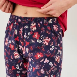 Pyjama<Blancheporte Pyjamabroek met bloemenprint marine / rood