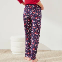 Pyjama<Blancheporte Pyjamabroek met bloemenprint marine / rood
