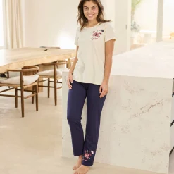 Pyjama<Blancheporte Pyjamabroek met bloemenprint marine