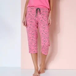 Pyjama<Blancheporte 3/4-pyjamabroek met bloemenprint "Bohème" Indisch roze / kaki