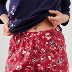 Pyjama<Blancheporte Pyjamabroek met bloemenprint rood / marine