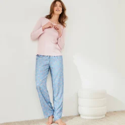 Pyjama<Blancheporte Pyjamabroek met bloemenprint blauw / roze