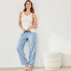 Pyjama<Blancheporte Pyjamabroek met bloemenprint blauw / roze
