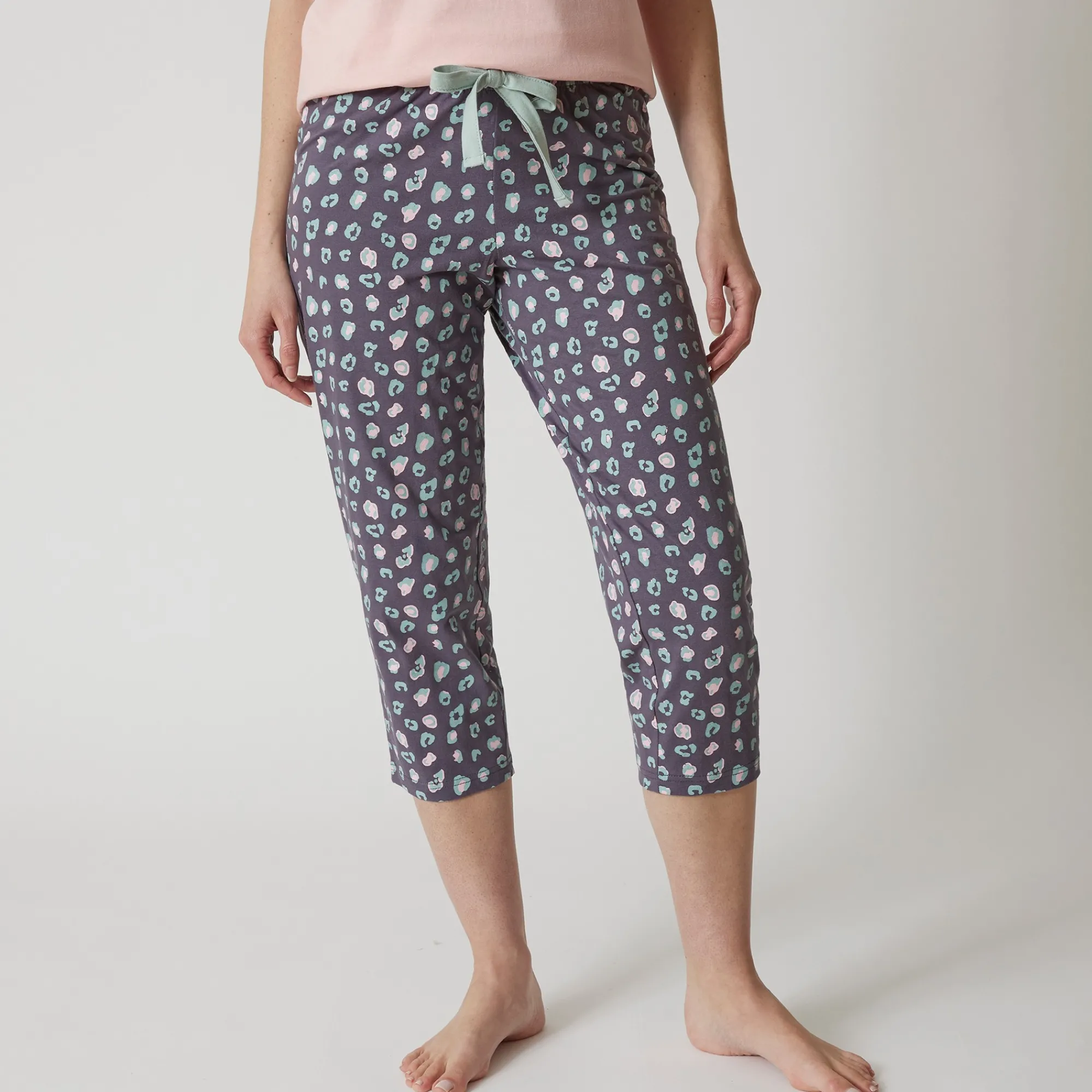 Pyjama<Blancheporte 3/4-pyjamabroek met print "Beautiful" antracietgrijs