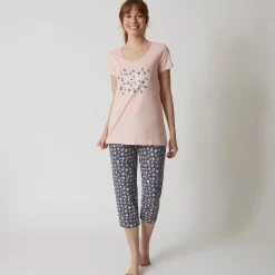 Pyjama<Blancheporte 3/4-pyjamabroek met print "Beautiful" antracietgrijs