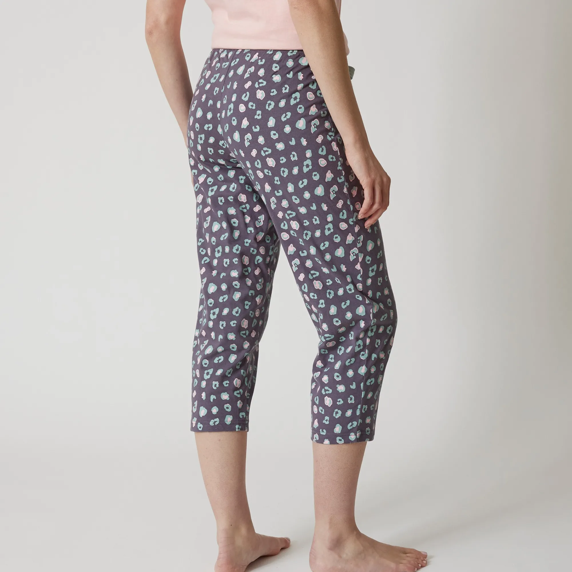 Pyjama<Blancheporte 3/4-pyjamabroek met print "Beautiful" antracietgrijs