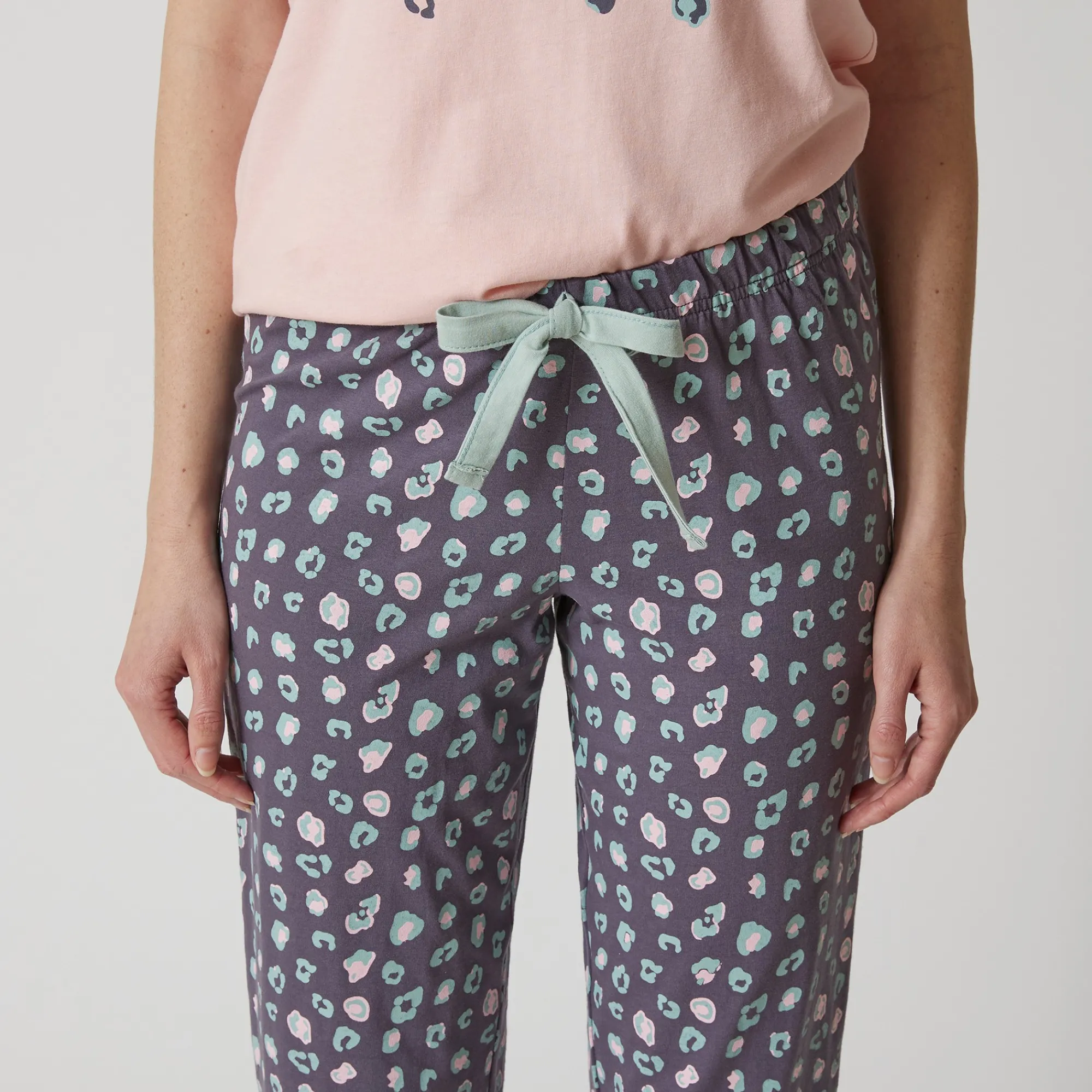 Pyjama<Blancheporte 3/4-pyjamabroek met print "Beautiful" antracietgrijs
