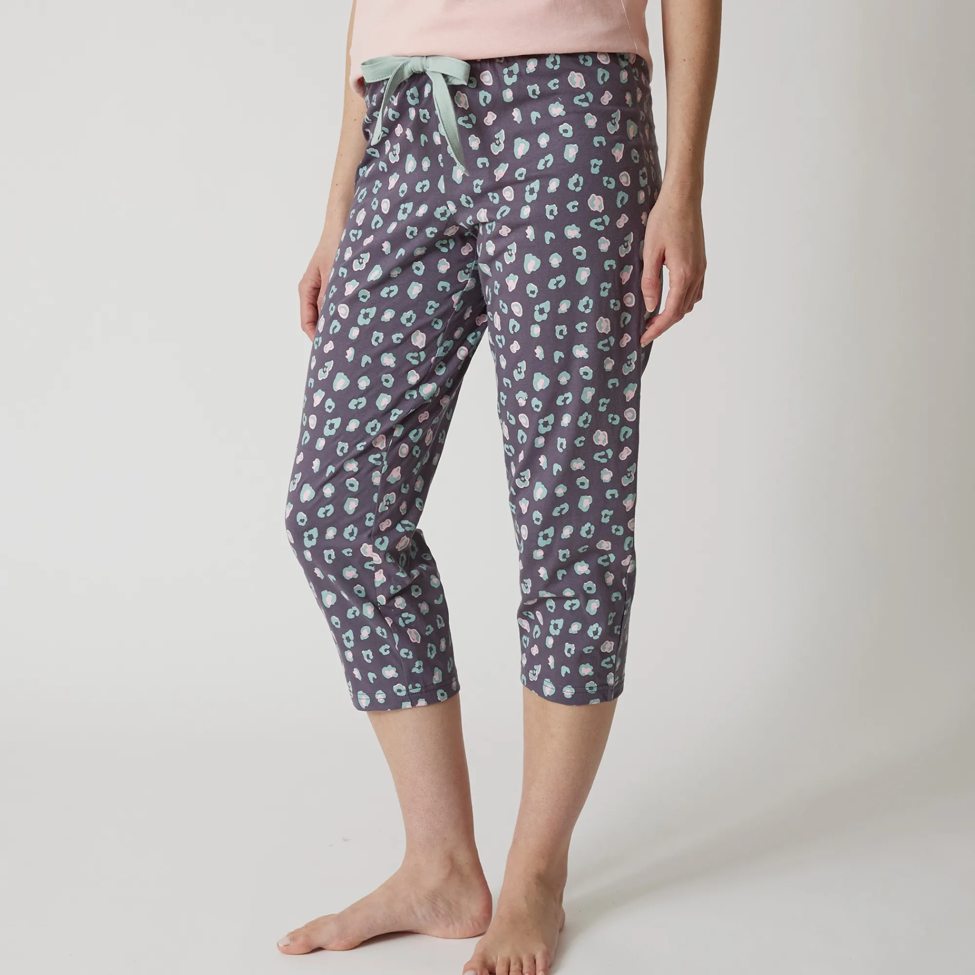 Pyjama<Blancheporte 3/4-pyjamabroek met print "Beautiful" antracietgrijs
