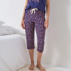 Pyjama<Blancheporte 3/4-pyjamabroek met print "Beautiful" marine / koper
