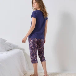Pyjama<Blancheporte 3/4-pyjamabroek met print "Beautiful" marine / koper