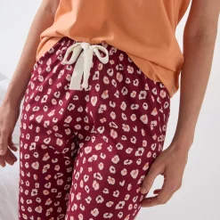 Pyjama<Blancheporte 3/4-pyjamabroek met print "Beautiful" bordeaux / ecru