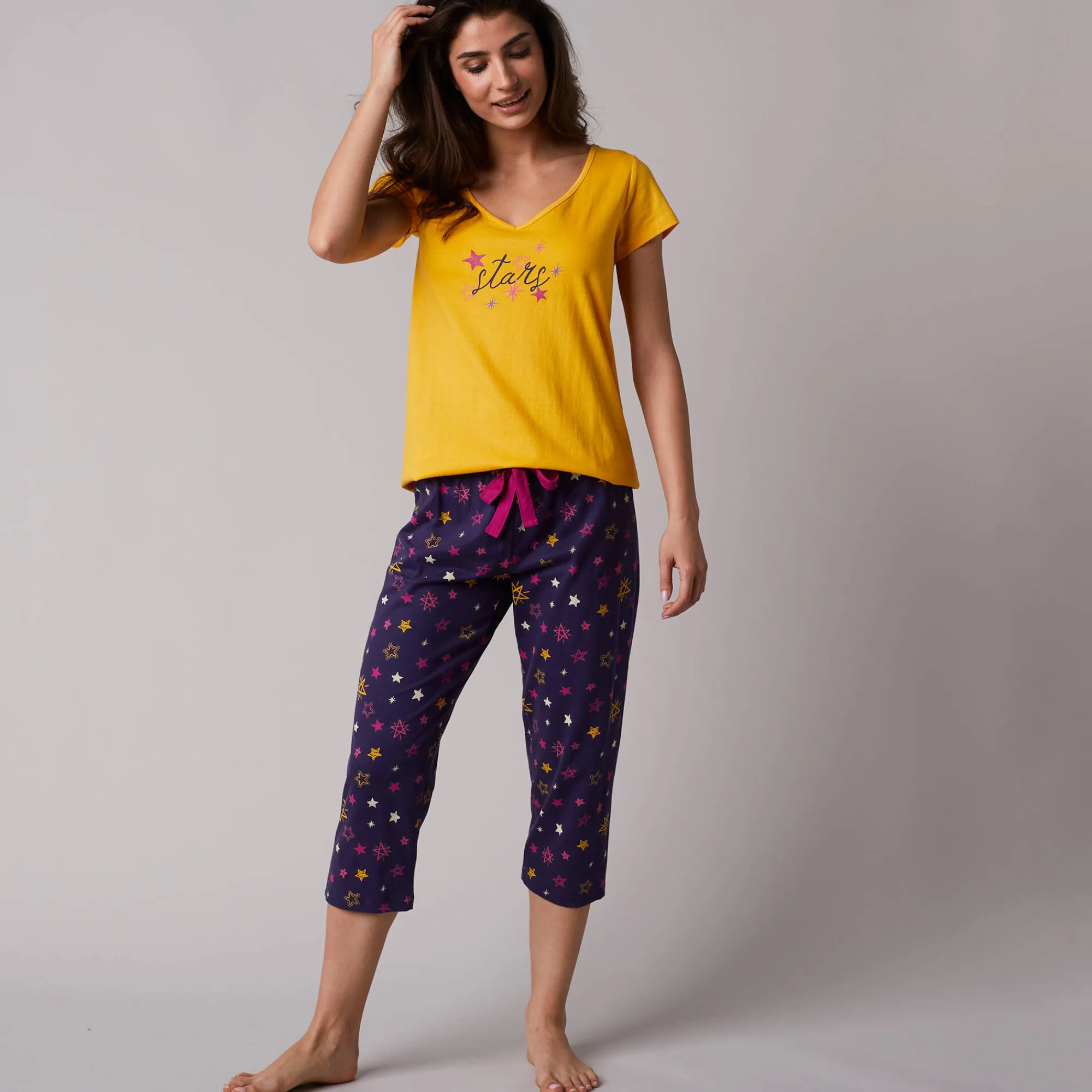 Pyjama<Blancheporte 3/4-pyjamabroek met sterrenprint Estrella - katoen marine