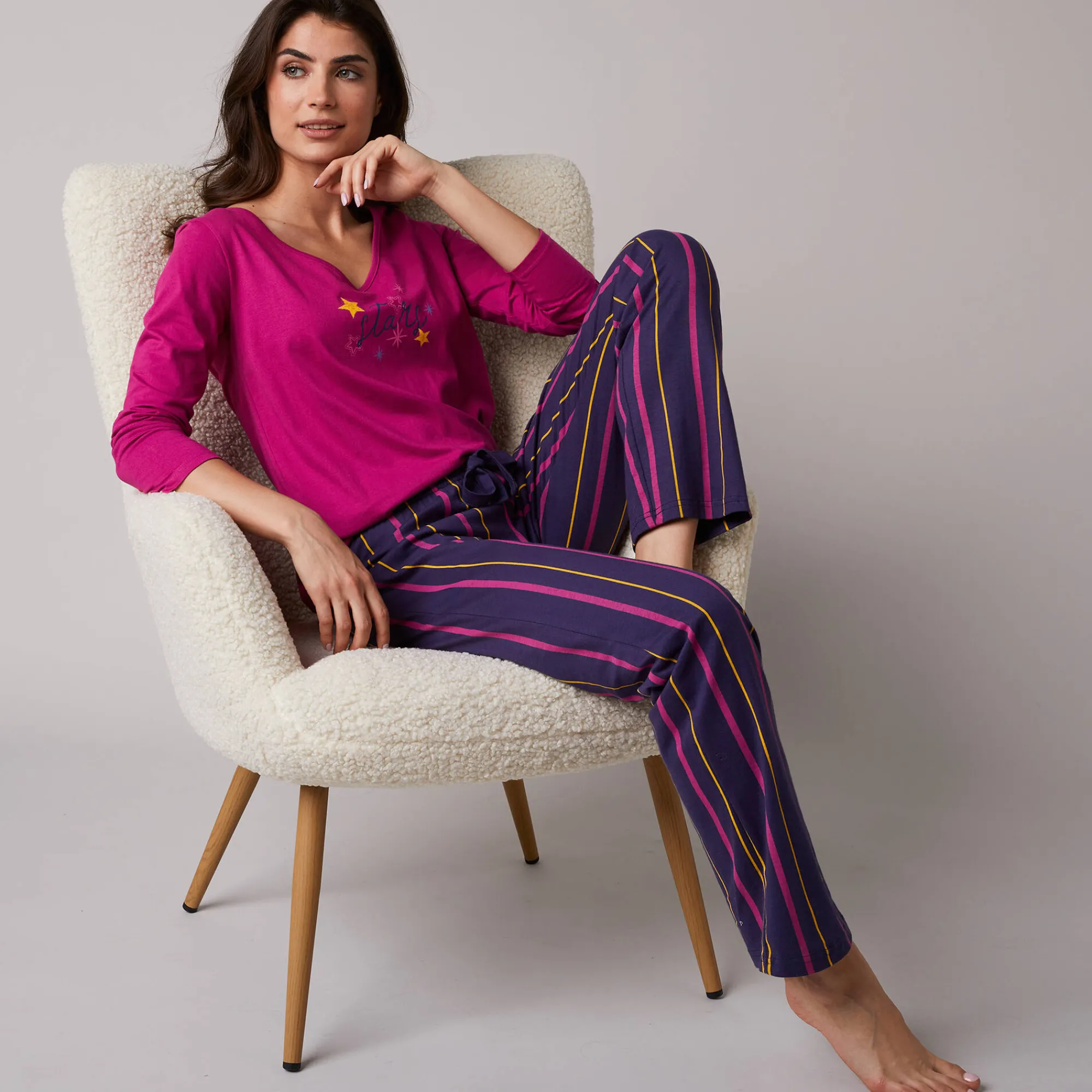 Pyjama<Blancheporte Pyjamabroek met strepenprint Estrella - katoen marine
