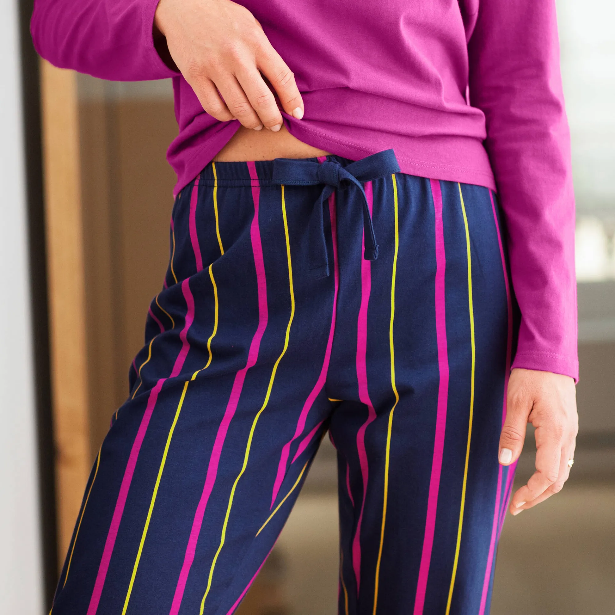 Pyjama<Blancheporte Pyjamabroek met strepenprint Estrella - katoen marine