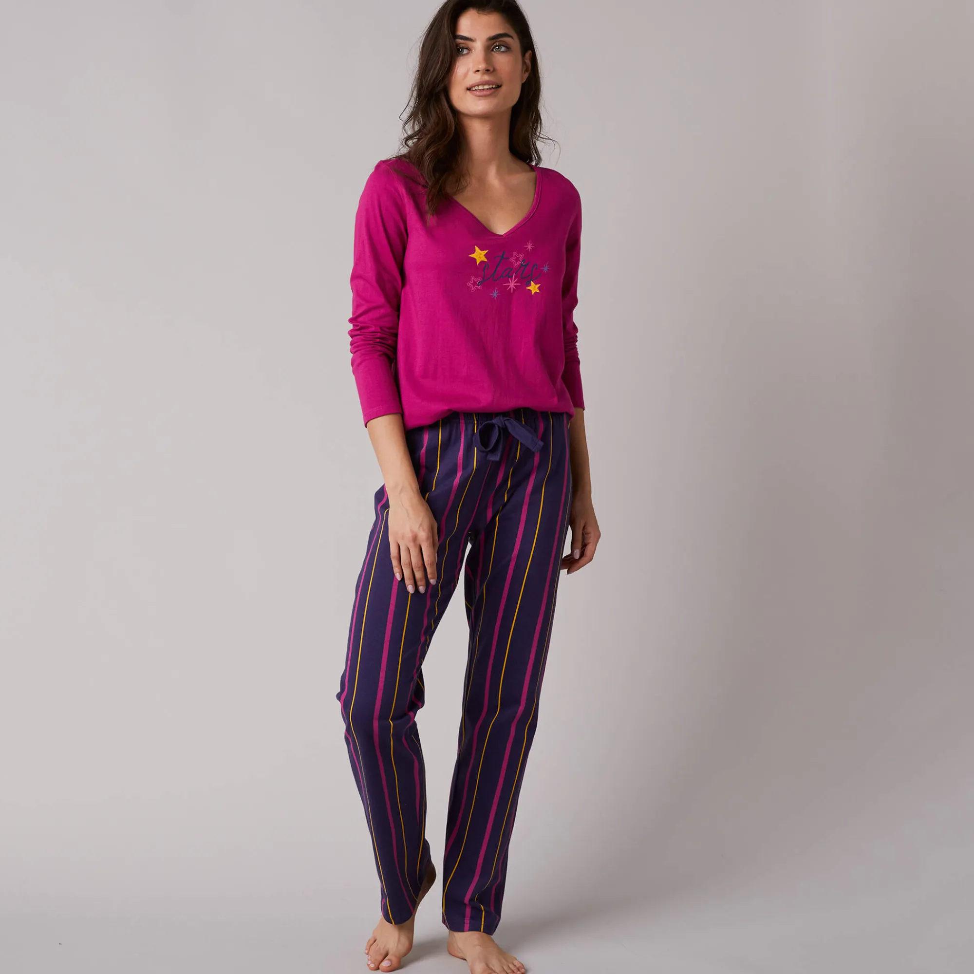 Pyjama<Blancheporte Pyjamabroek met strepenprint Estrella - katoen marine