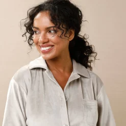 Peignoir En Kamerjas<Blancheporte Pyjamajas met knoopsluiting, geruwd velours taupe