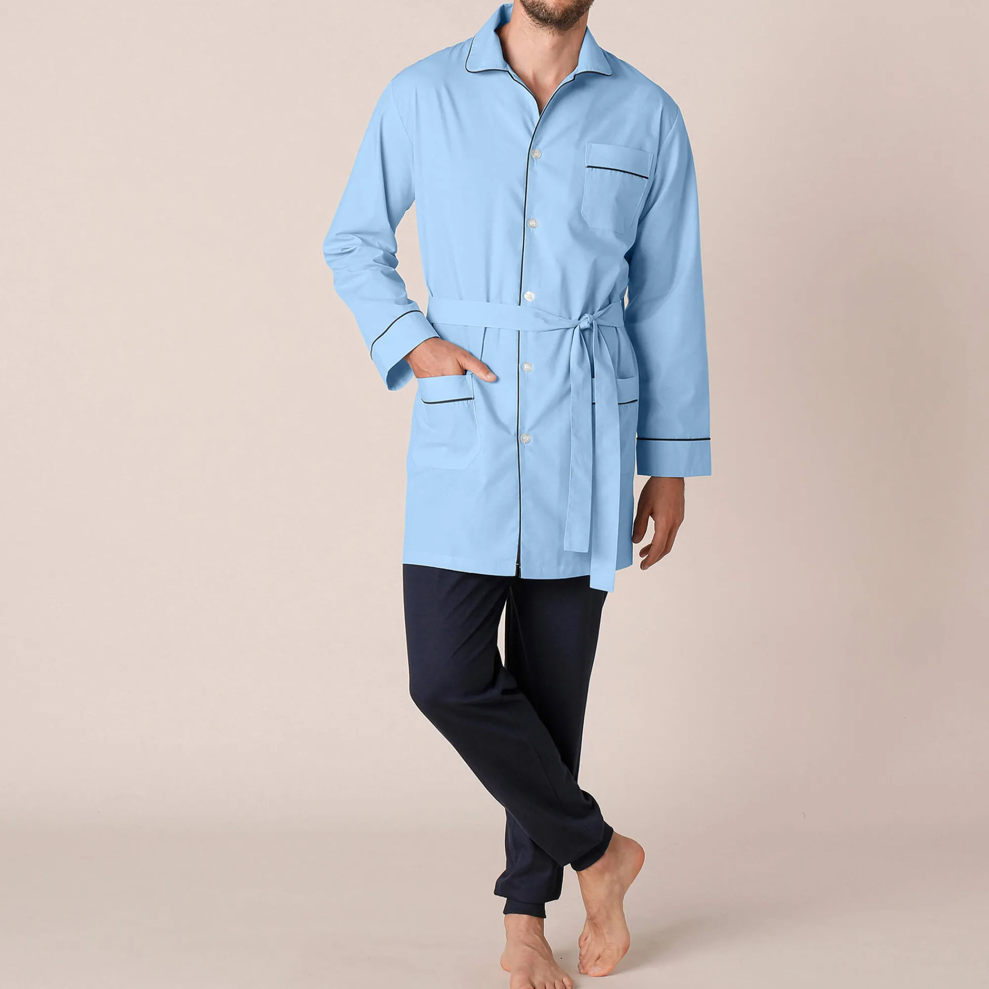 Pyjama En Kamerjas<Blancheporte Pyjamajasje in popeline met doorknoopsluiting lichtblauw