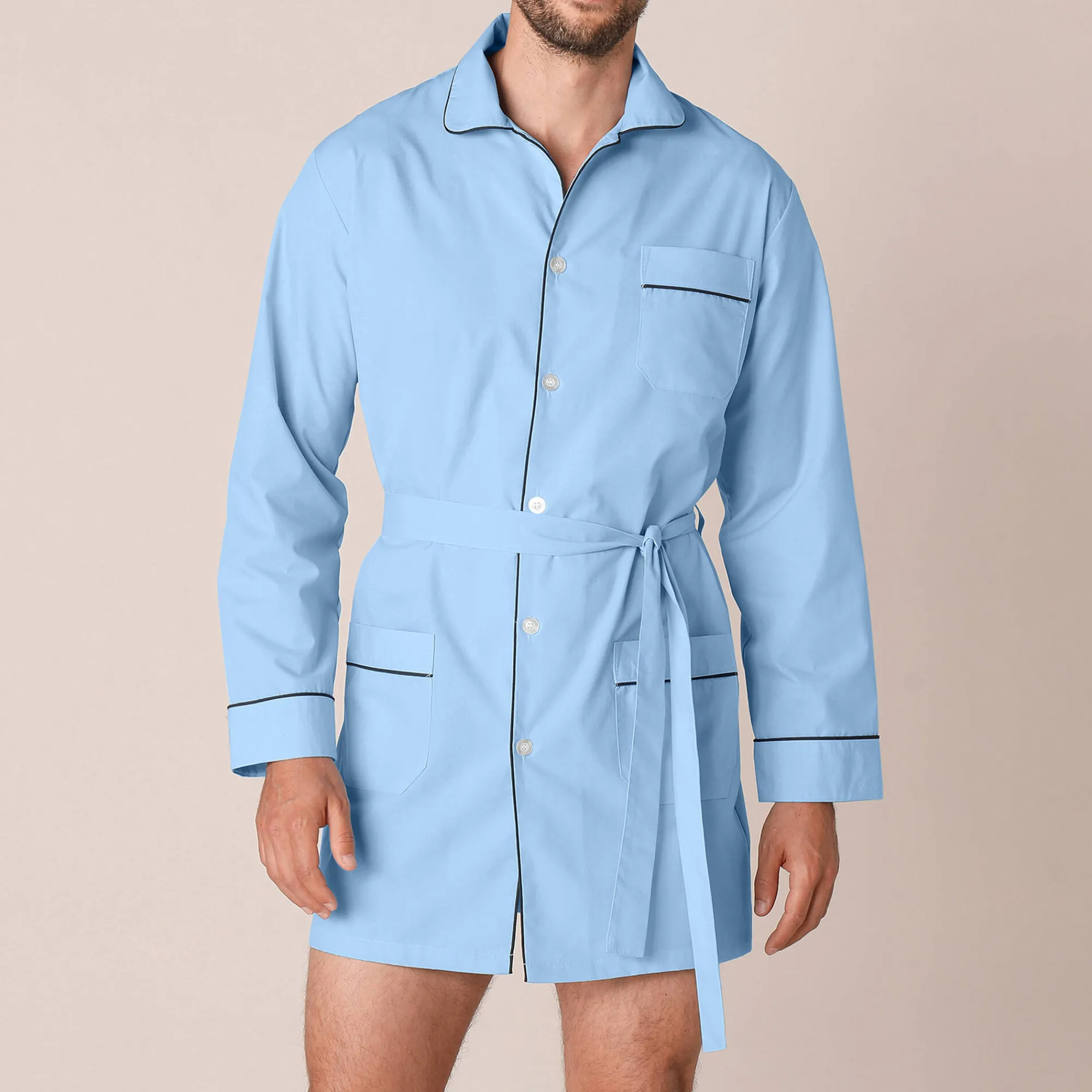 Pyjama En Kamerjas<Blancheporte Pyjamajasje in popeline met doorknoopsluiting lichtblauw