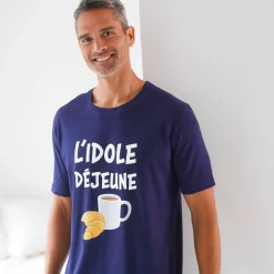 Pyjama En Kamerjas<Blancheporte Pyjamashirt in maximodel met "L'idole déjeune" print marine
