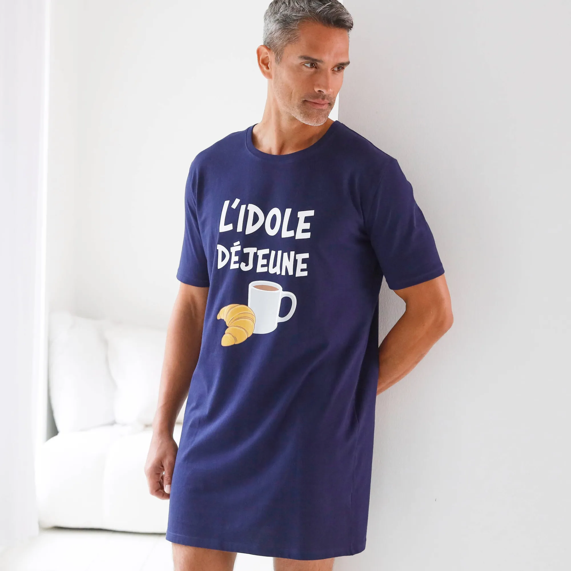 Pyjama En Kamerjas<Blancheporte Pyjamashirt in maximodel met "L'idole déjeune" print marine