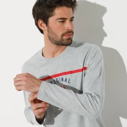 Pyjama En Kamerjas<Blancheporte Pyjamashirt in polykatoen met lange mouwen chiné grijs