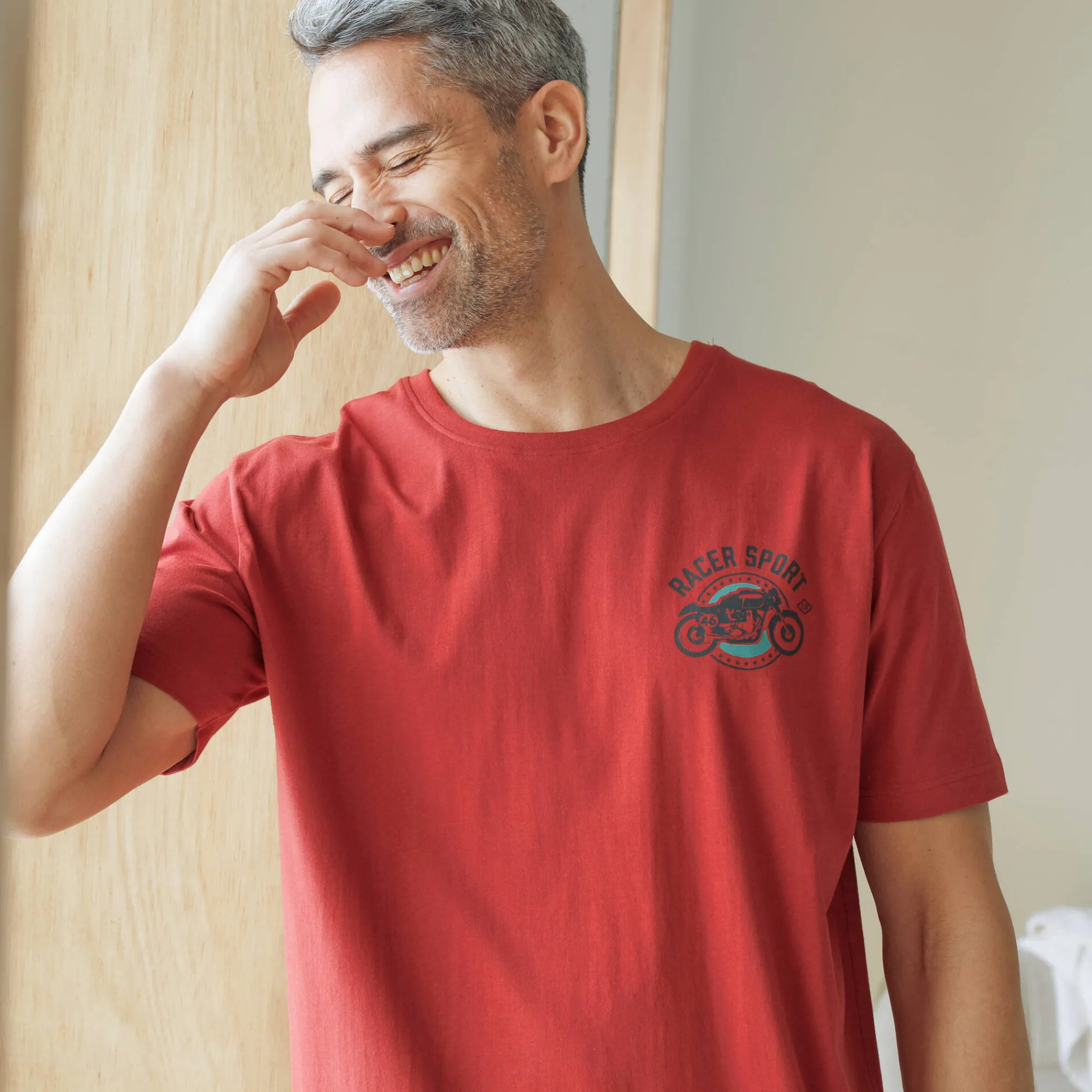Pyjama En Kamerjas<Blancheporte Pyjamashirt met borstprint en korte mouwen roestbruin