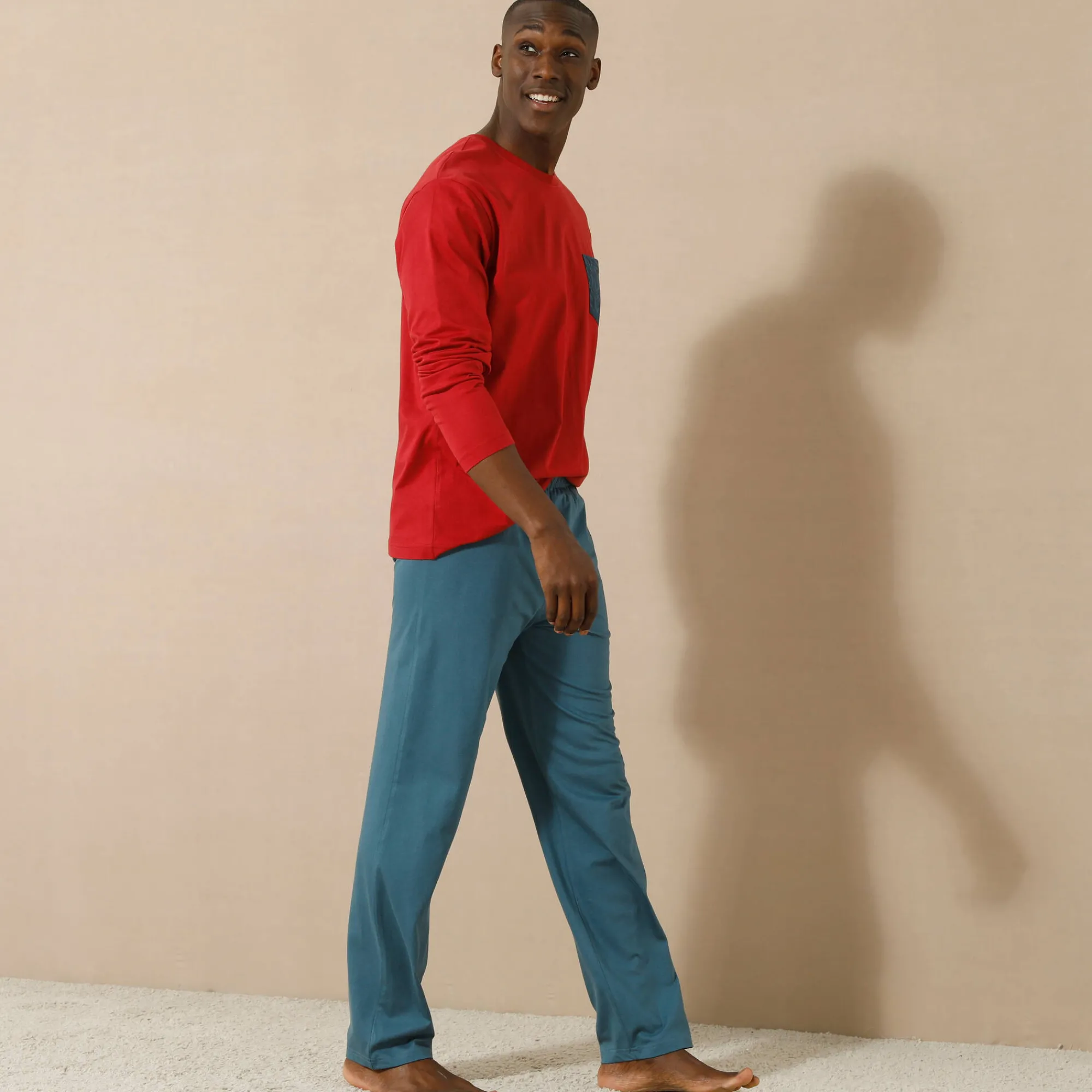 Pyjama En Kamerjas<Blancheporte Pyjamashirt met borstzakje en lange mouwen bordeaux