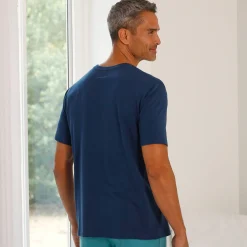 Pyjama En Kamerjas<Blancheporte Pyjamashirt met korte mouwen en bootmotief marine / aqua