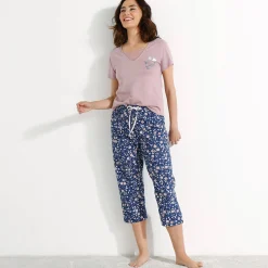 Pyjama<Blancheporte Pyjamashirt met korte mouwen en bloemenmotief grijsmauve