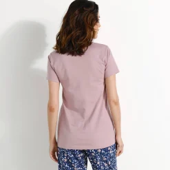 Pyjama<Blancheporte Pyjamashirt met korte mouwen en bloemenmotief grijsmauve