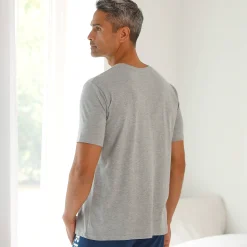 Pyjama En Kamerjas<Blancheporte Pyjamashirt met korte mouwen en strepenprint grijs / aqua