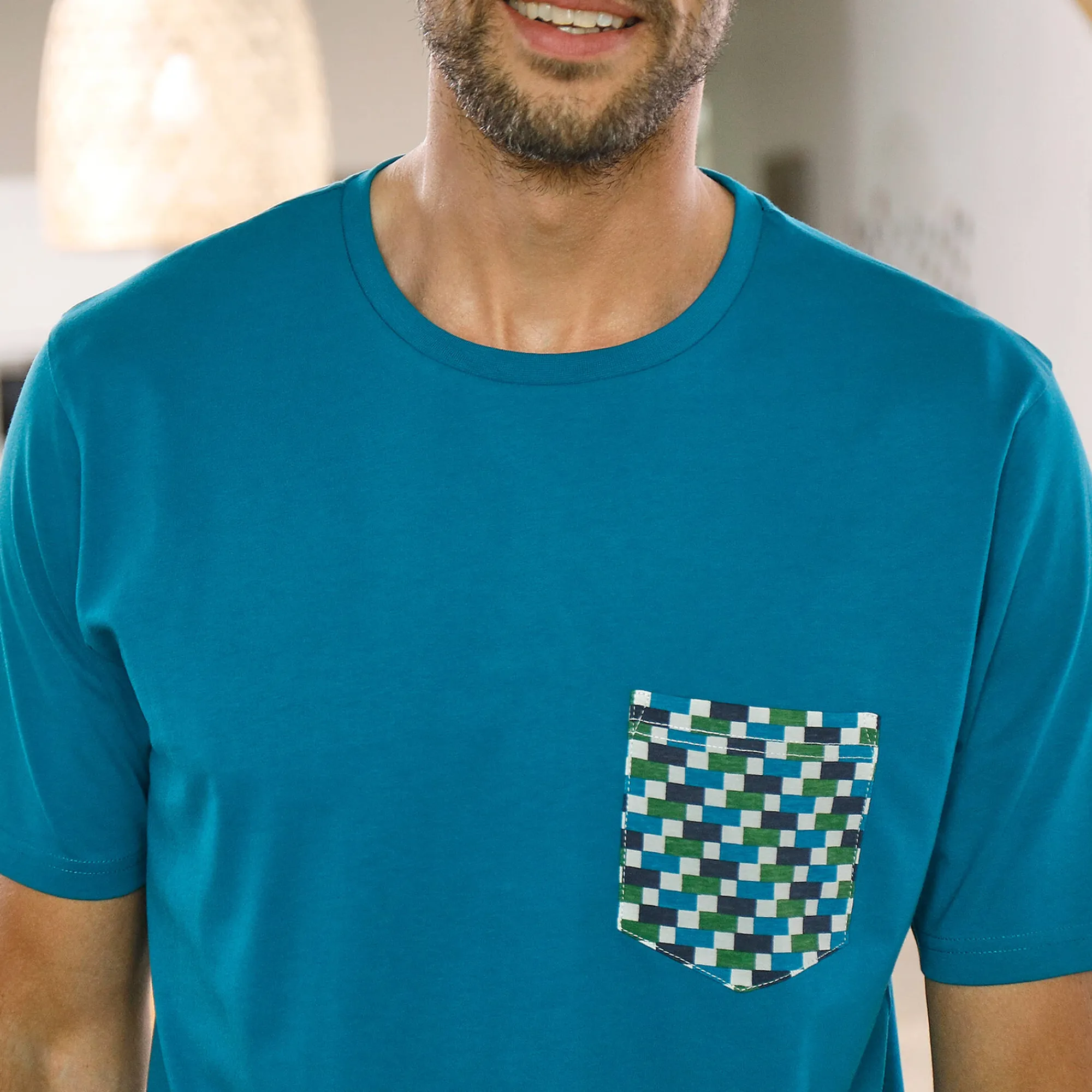 Pyjama En Kamerjas<Blancheporte Pyjamashirt met korte mouwen eendenblauw