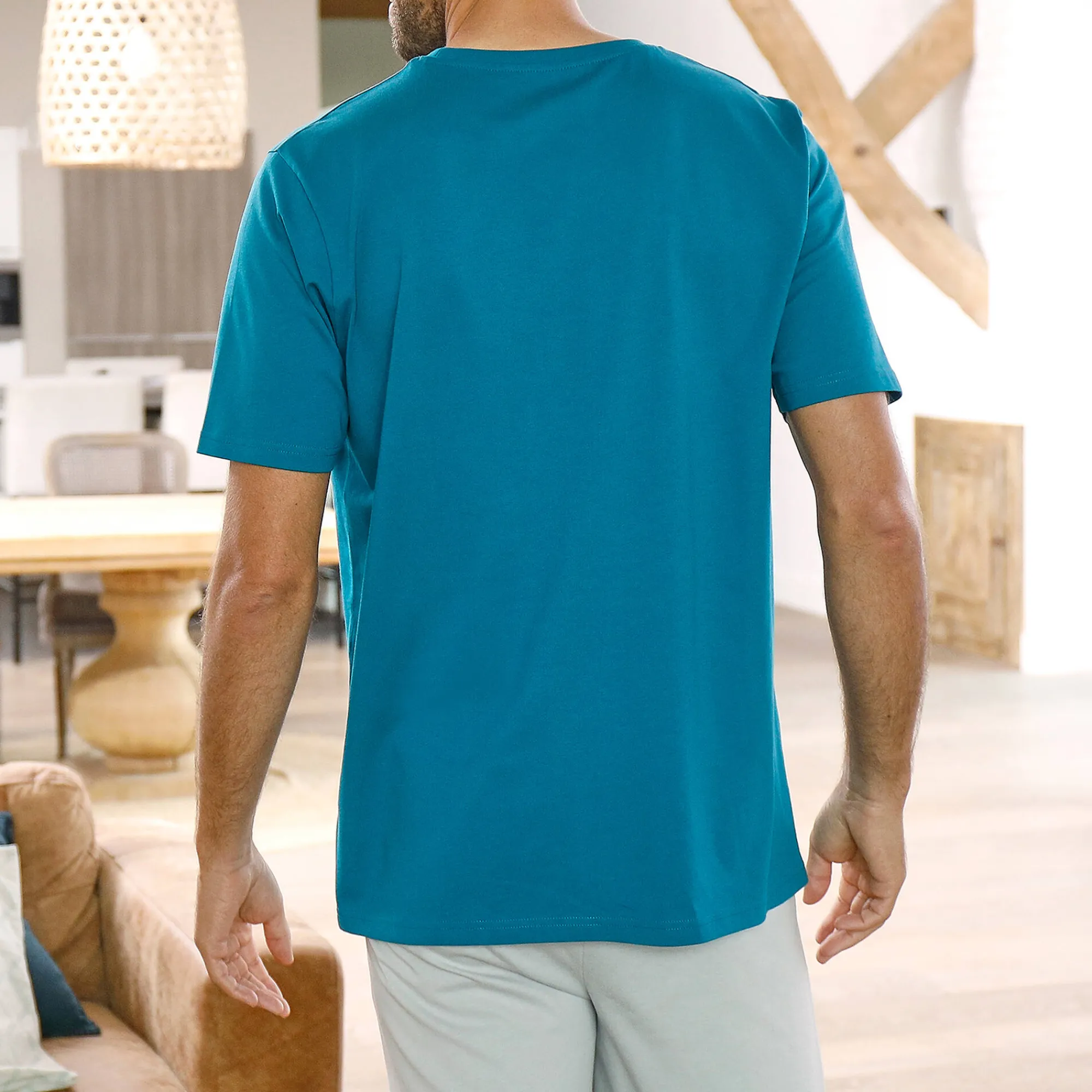Pyjama En Kamerjas<Blancheporte Pyjamashirt met korte mouwen eendenblauw