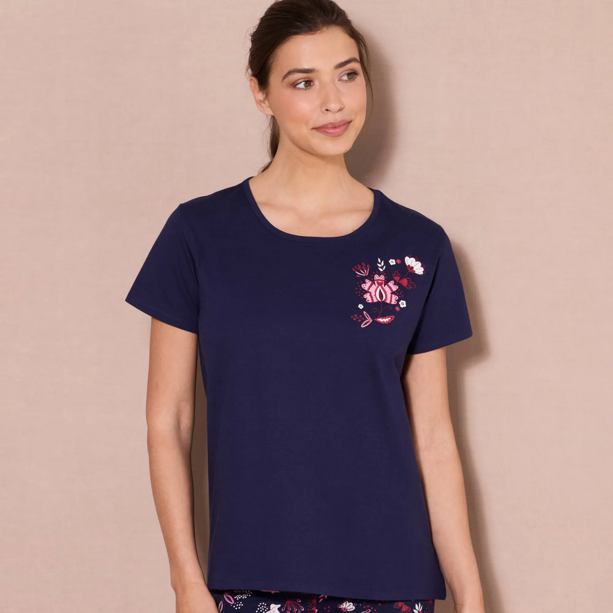 Pyjama<Blancheporte Pyjamashirt met korte mouwen marine